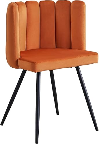 CLIPOP Silla decorativa de barril para sala de estar, moderna silla de comedor de terciopelo para cocina, silla de tocador con patas de metal,