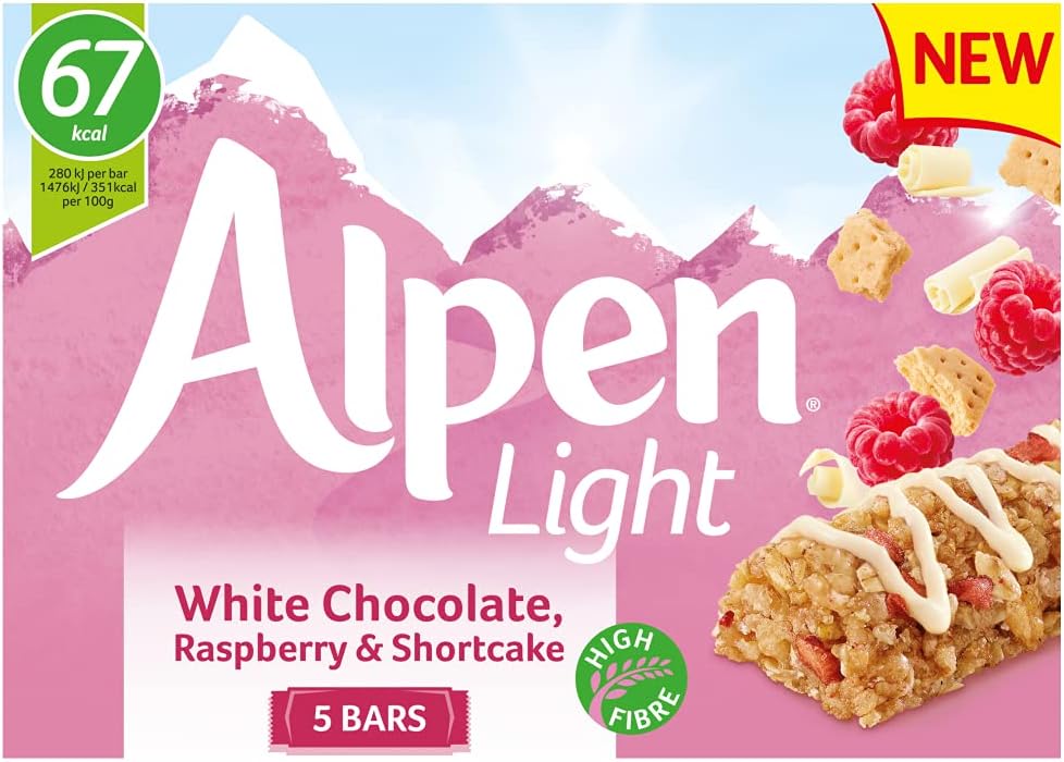 Alpen Light White Chocolate Raspberry And Shortcake Cereal Bars 5x19g 95g