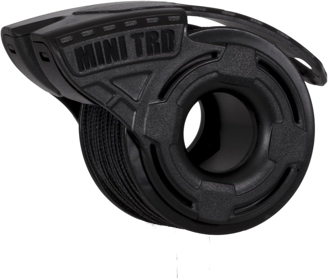 Tactical Nylon/Polyester Micro Utility Cord Rope Dispenser 125ft Reusable Spool Mini TRD | Cutting Blade, Cord Grip, View Port, Belt Clip