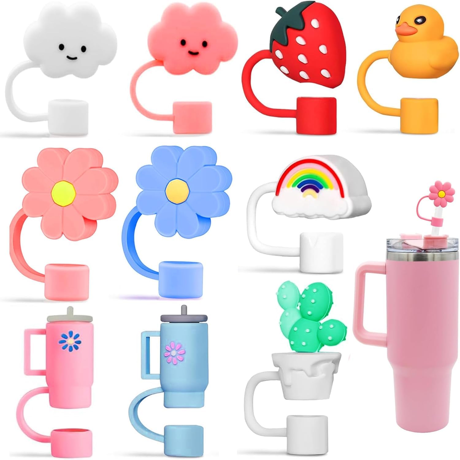 MAPPERZ Silicone Straw Cap Different Cartoon Cover Tumblers, Cute Dringking Straw Toppers Dustproof Reusable Straw Tips Lids, Bulk Straw Silicone Protector Caps Pack of (10) (B0DHSG9YDG) Amazon Price History, Amazon Price Tracker