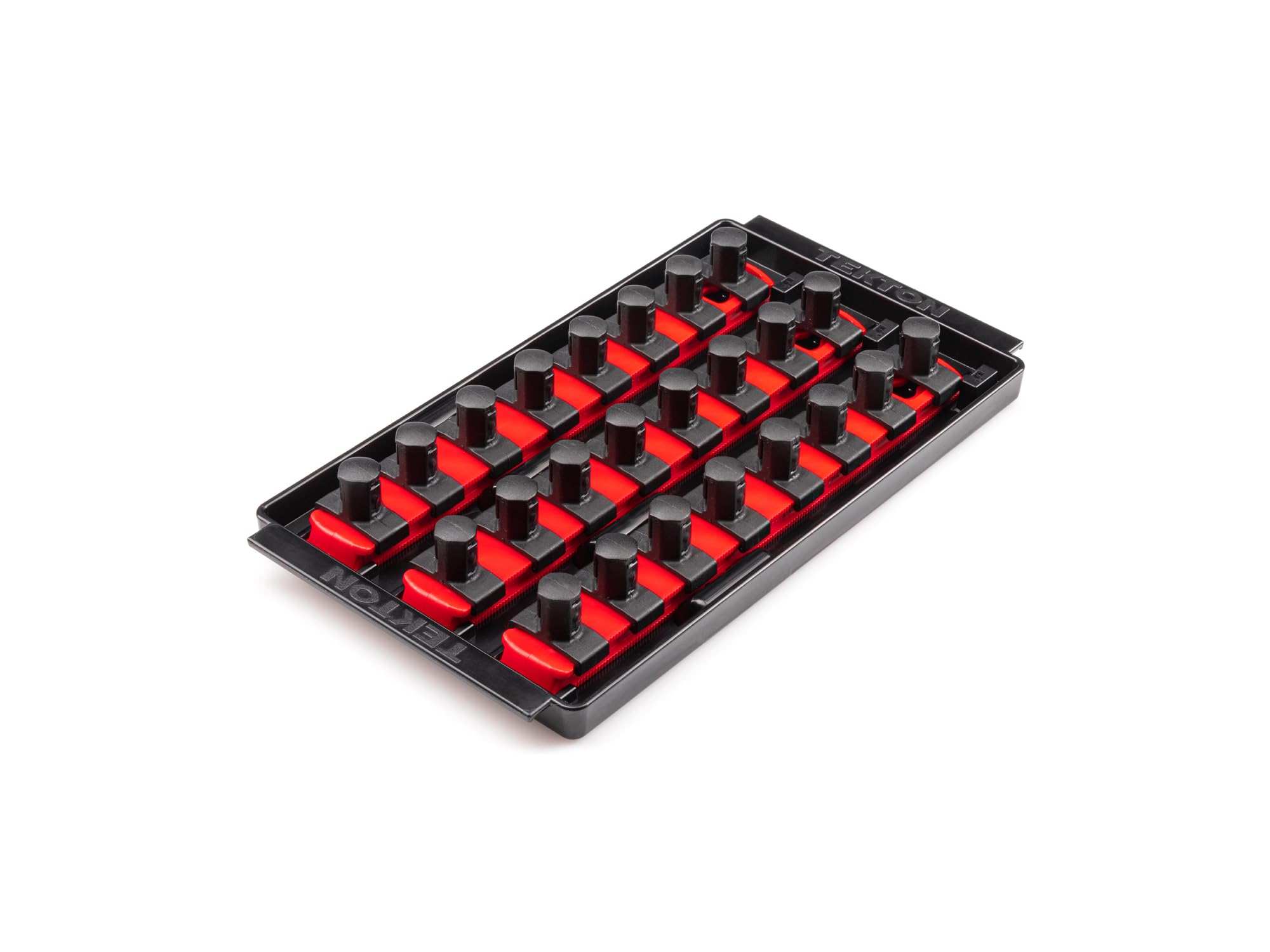 TEKTON 1/2 Inch Drive 3-Rail Socket Organizer Set, Red (24-Tool) | OST25124 | Made in USA