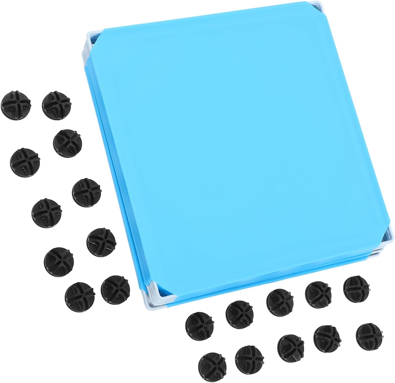 10pcs Large Chick Brooder Box Plastic Playpen with Blue Embossed Panels and Black Clips, Indoor Pet Fence for Rabbits, Ducks, Hamsters, and Small Animals