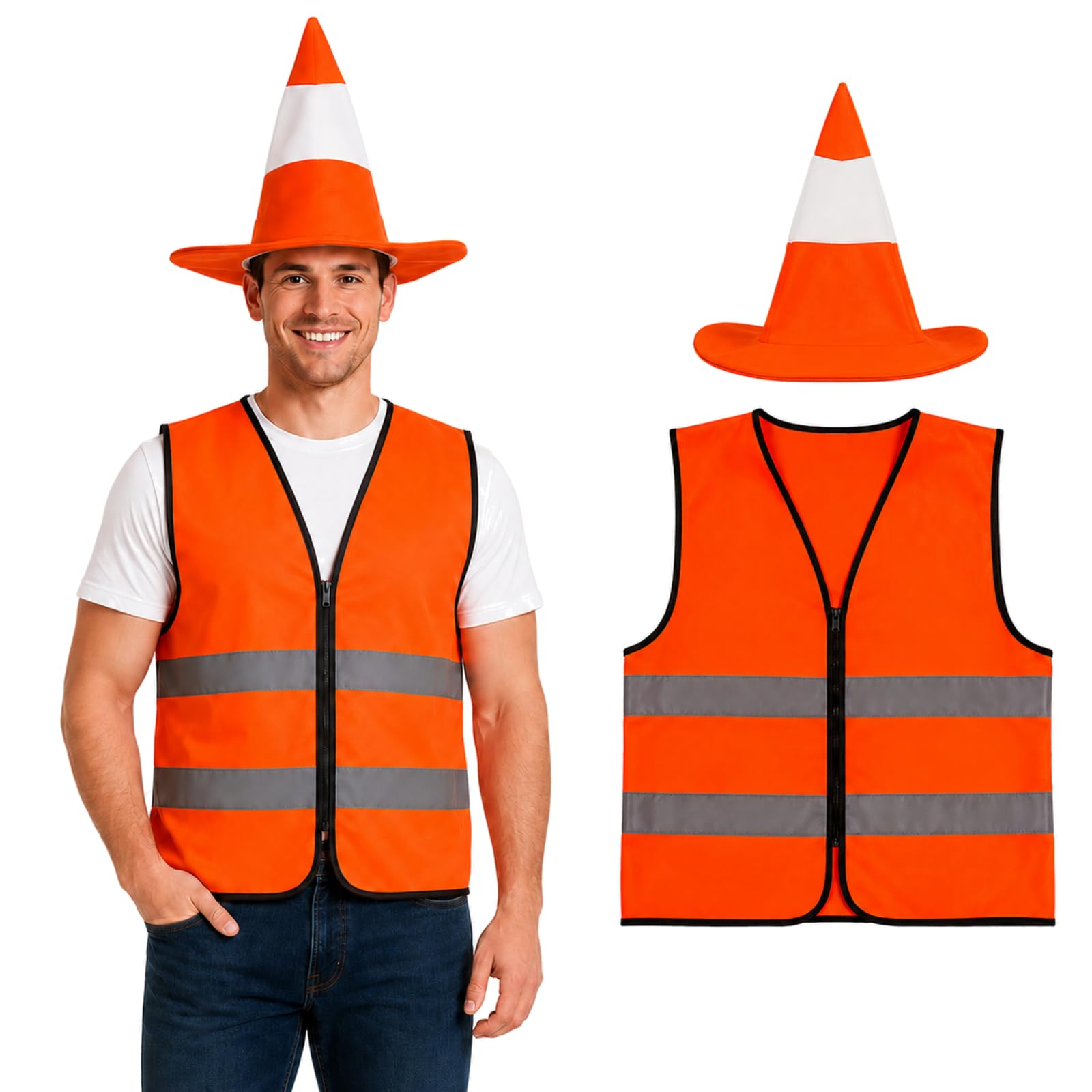 JoyinTcos Adult Traffic Cone Costume with Cone Hat, Onesize