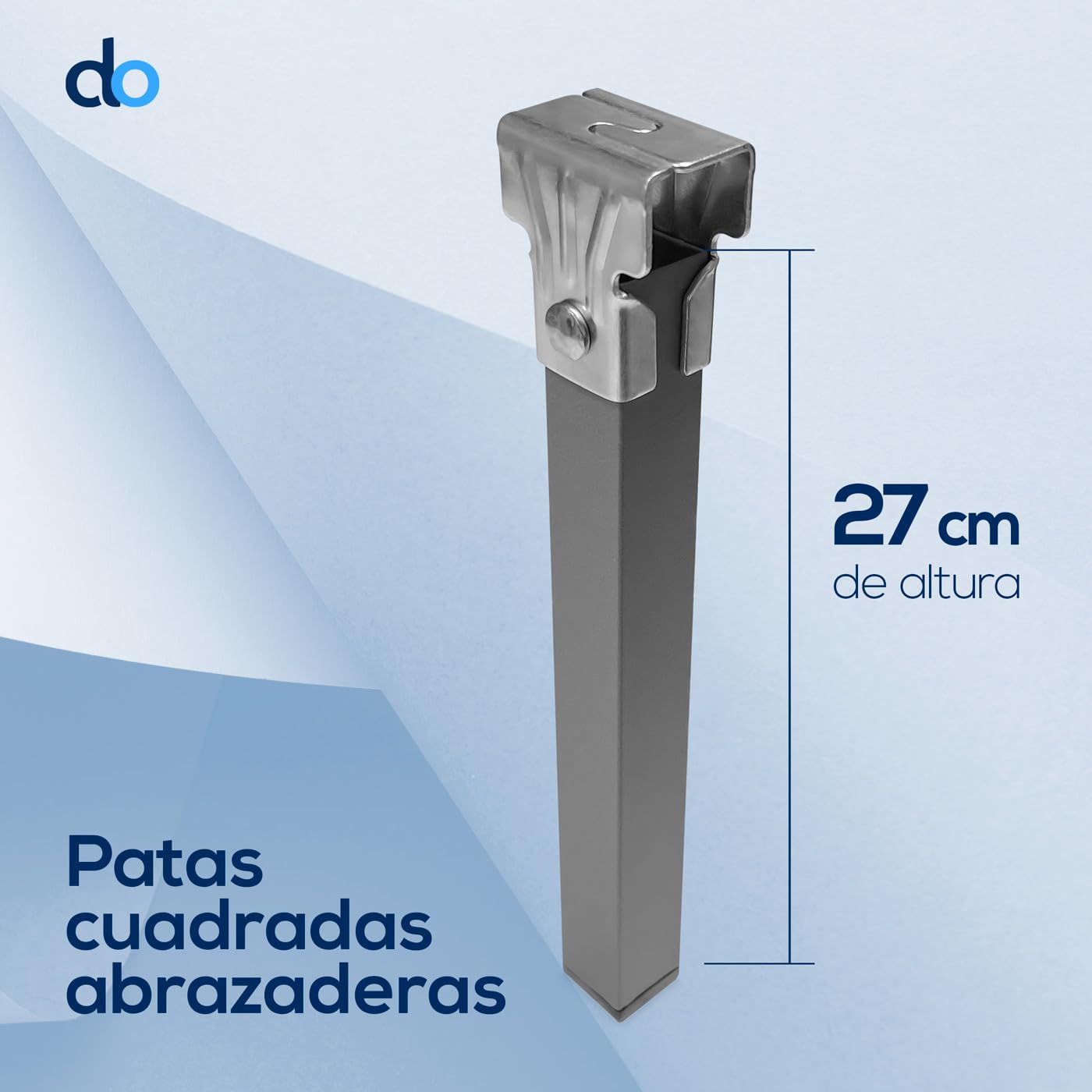 DUÉRMETE ONLINE Set di 4 gambe quadrate con morsetto per rete da 30 x 30 mm, altezza 27 cm, grigio, 27 cm