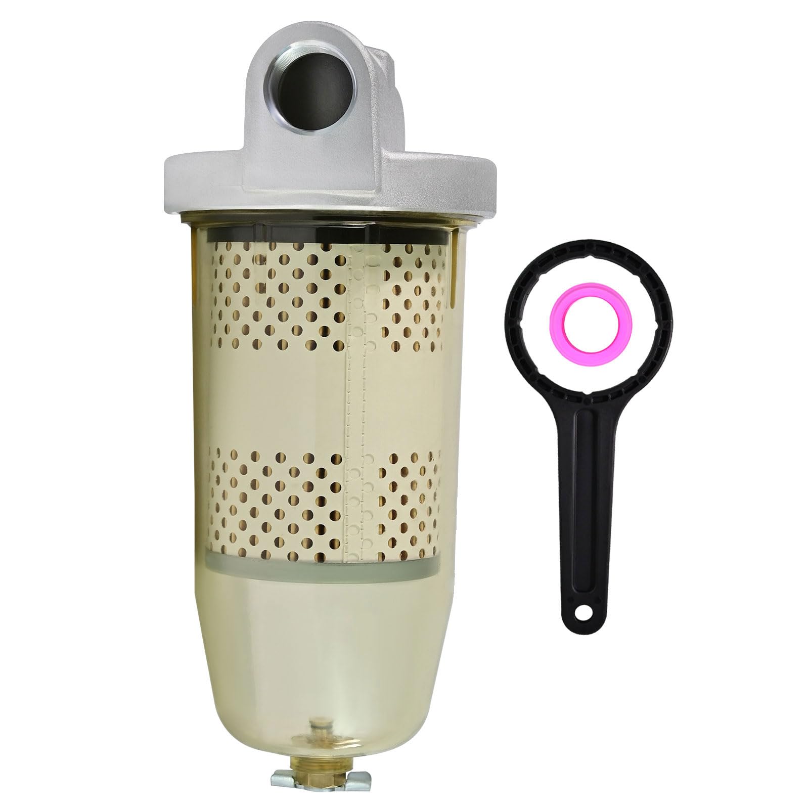 Filtro de tanque de combustible 495 con tapa superior NPT de 3/4 pulgadas para gasolina y agua diésel separado, 30 micras, máximo 25 Gpm, 150 psi, para ensamblaje de mezclas de biodiesel con
