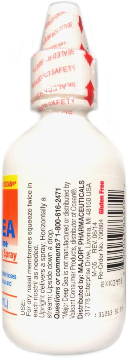 Deep Sea Saline Nasal Spray Generic for Ocean Nasal Moisturizing Spray 1.5 oz per Bottle Pack of 8 Bottles by Major Pharmaceuticals