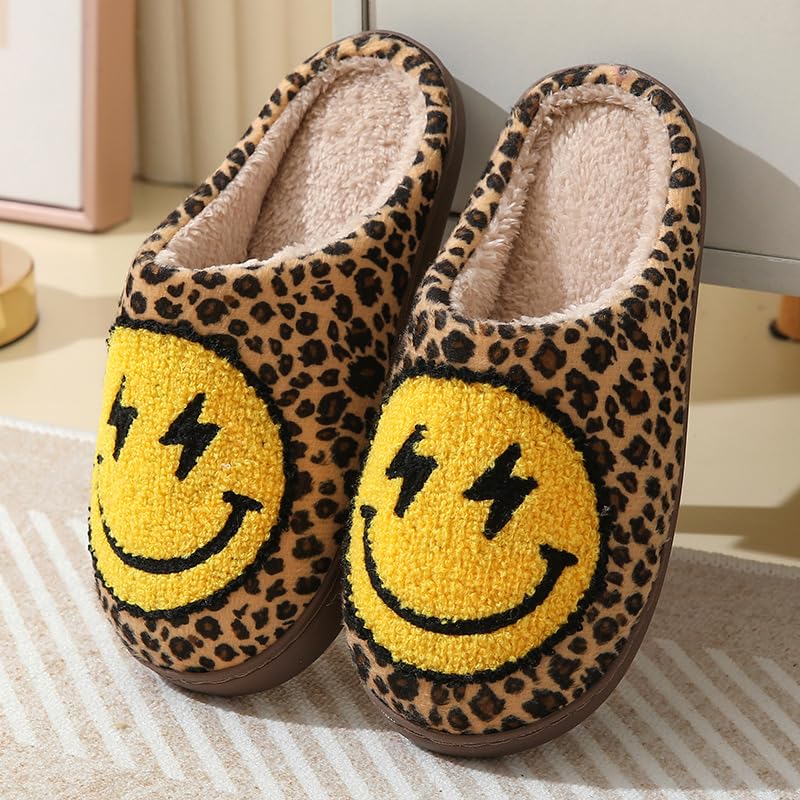 Smile Face Slippers Retro Smile Slippers Comfy Smile Face Slippers for Women Cozy Happy Face Slippers with Smile Face Preppy Slippers Casual Slippers Unisex2