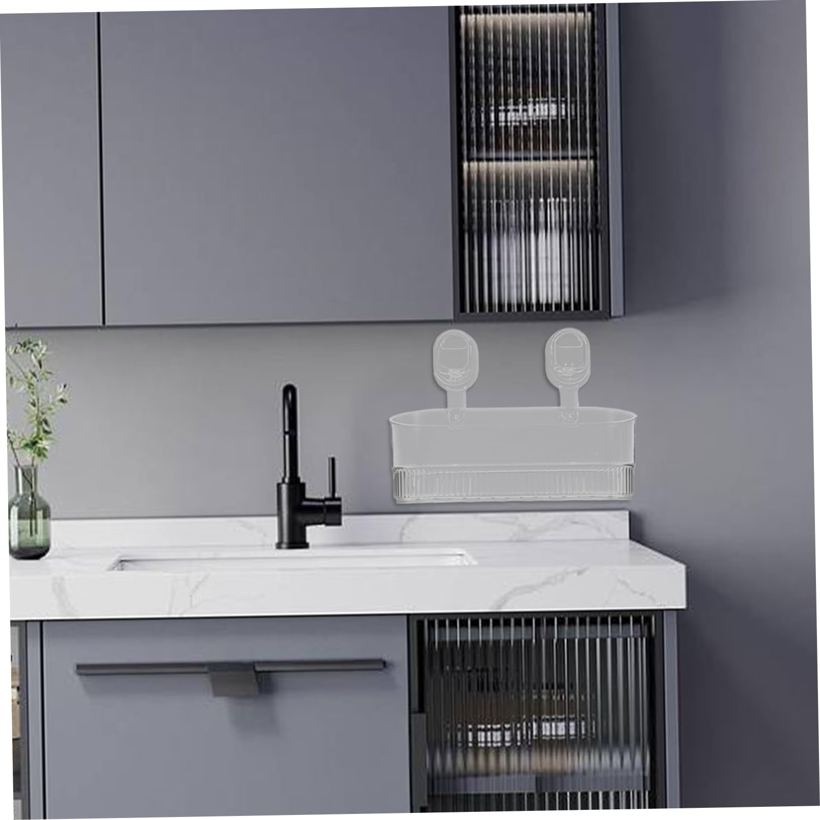 Mensola a Ventosa Trasparente senza Foratura per Doccia e Cucina, Organizer Portaoggetti da Parete Forte Capacità di Carico, Contenitore Porta Saponi e Accessori per Bagno e