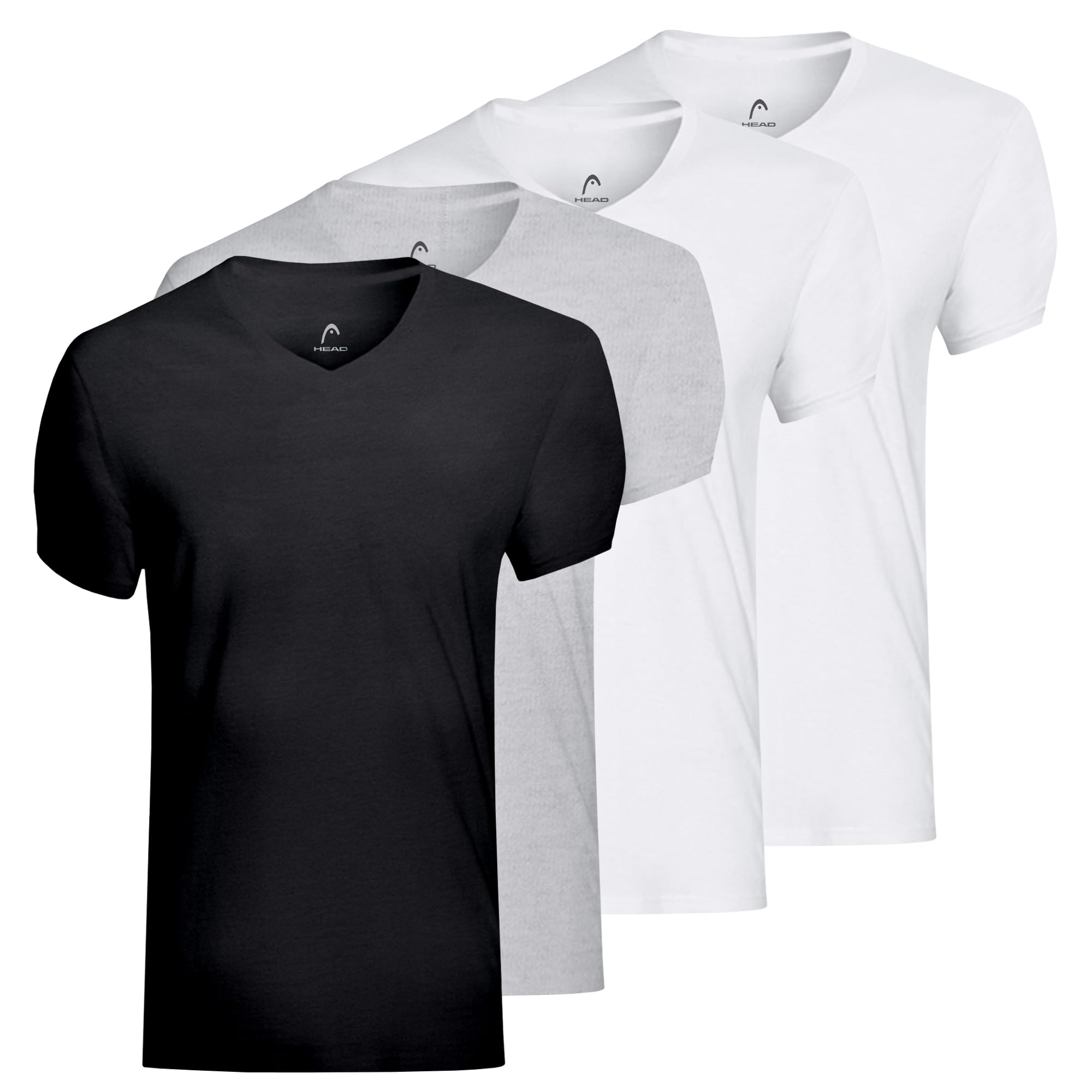 HEAD4-Pack Men's Essential V-Neck Undershirts – Breathable, Tagless, Cotton Mens T Shirt