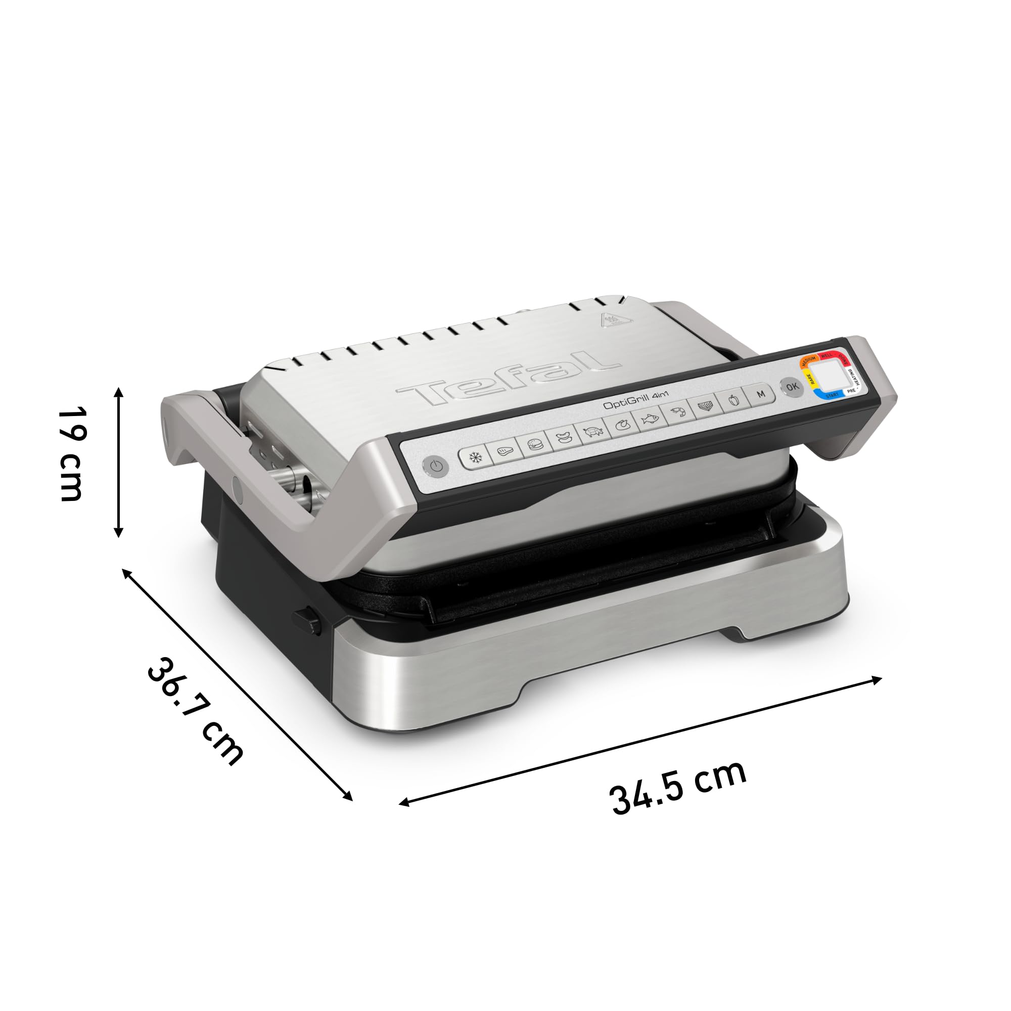 Tefal GC774D OptiGrill grill kontaktowy 4 w 1, inteligentne grillowanie, 9 automatycznych programów, grillowanie, piekarnik, pełne posiłki, zdrowsze grillowanie, łatwe czyszczenie, stal nierdzewna