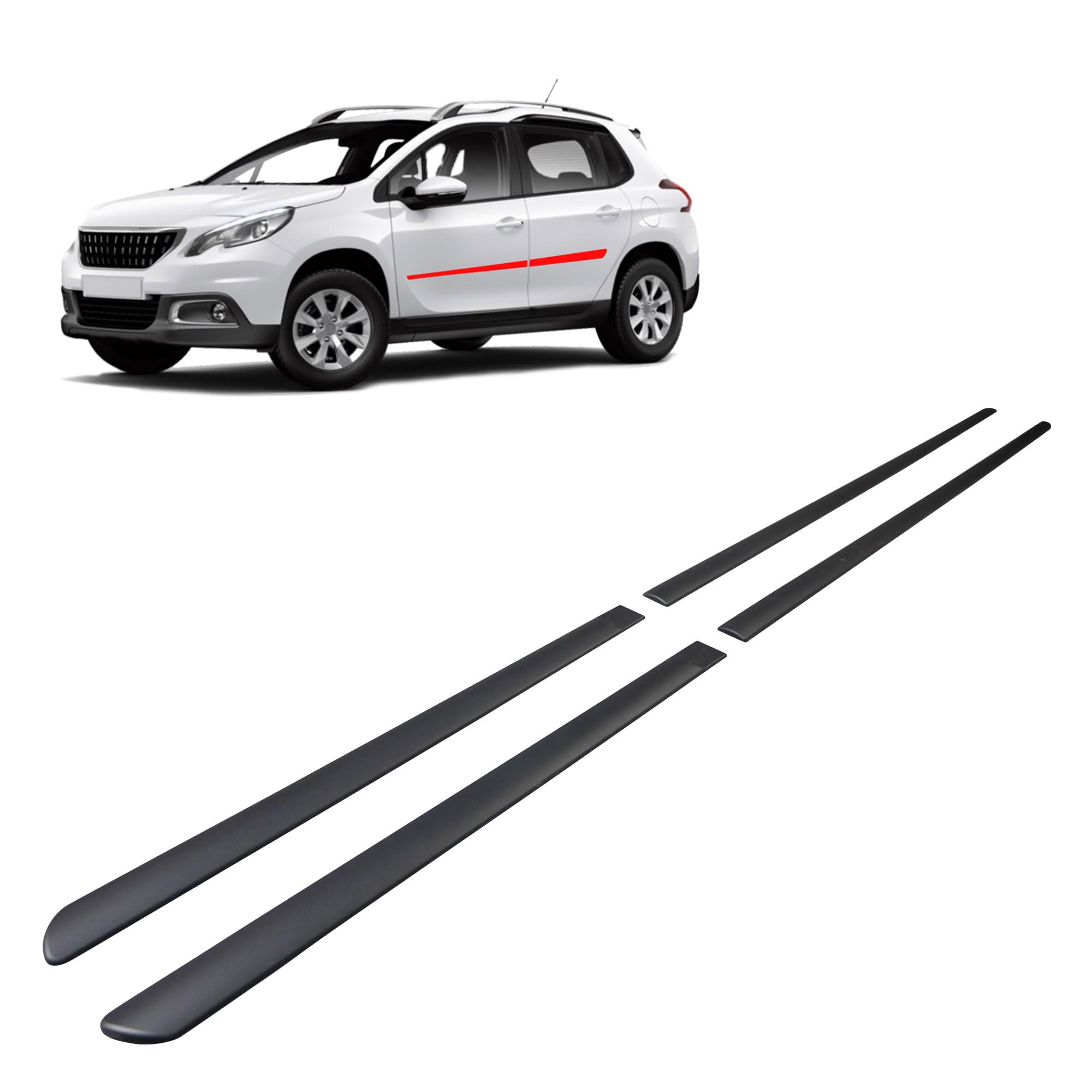 CHROMEMASTER | Modanature Laterali | Compatibile con Peugeot 2008 2013-2019 | Plastica Le Modanature Laterali Proteggono la Vernice Della Portiera Dell'auto da Graffi e Danni