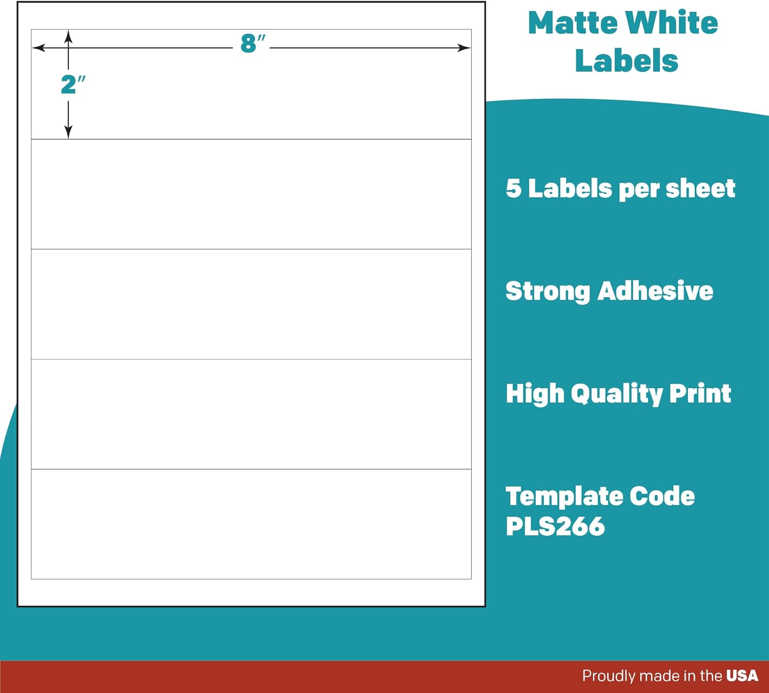 Premium Label Supply Matte White Water Bottle Stickers- NOT Waterproof – 8" x 2" – Laser/Inkjet Compatible – (5 per Sheet), 25 Sheets – 125 Total Adhesive Labels - Image 4