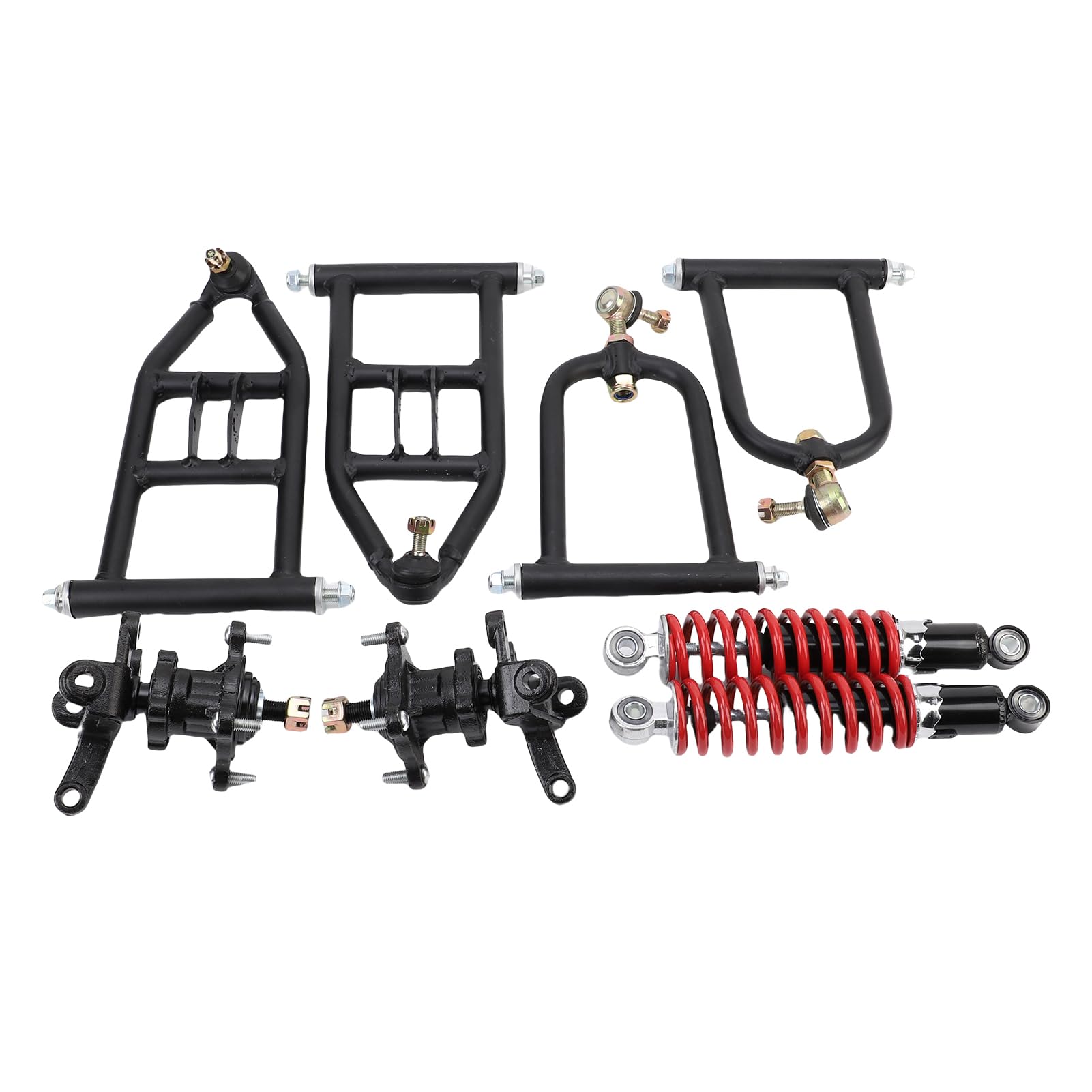 CHICIRIS Zestaw Wahacza Przedniego Zawieszenia Metalowy Górny Dolny Wahacz z Przednim Amortyzatorem Elementy Zwrotnicy do Gokarta Elektryczny Quad Atv DIY Naprawa Przodu