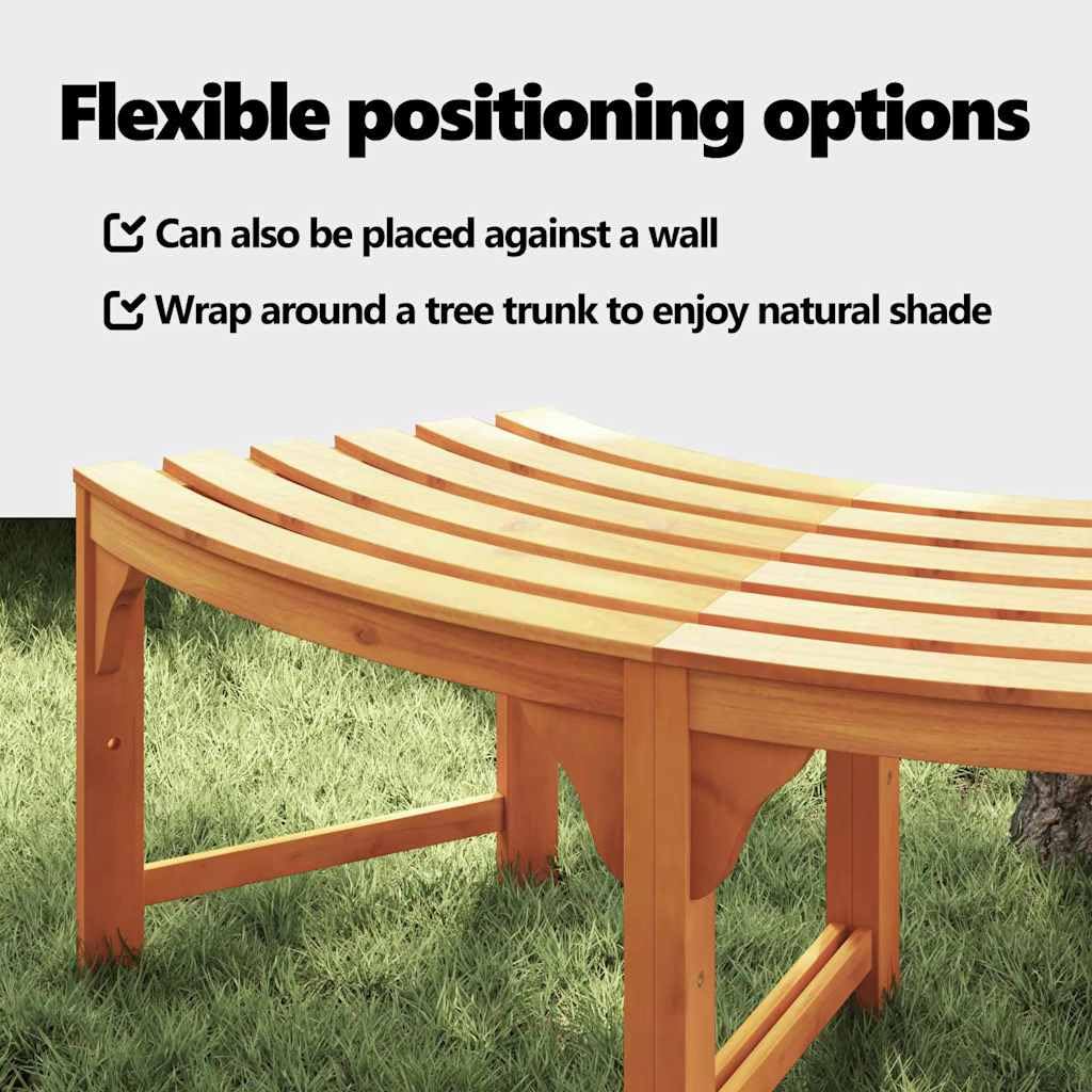 vidaXL Panchina da Esterno a Mezza Luna per 3 Adulti in Legno Massello di Acacia con Finitura Marrone Naturale Resistente ai Raggi UV, Perfetta per Giardini e Patios, Posto a Sedere per Esterni, Mobi