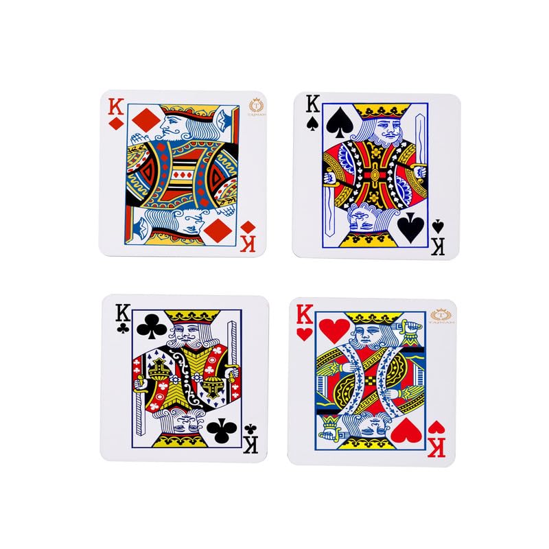 Cards King Printed Coaster Set of 4 Beautiful Wooden Coasters with Plastic Coating Proper Coaster Stand Designer Coaster Set Fit for Tea Cups,Coffee Mugs & Glasses (Square&Designer 4x4 Inch)-image-11