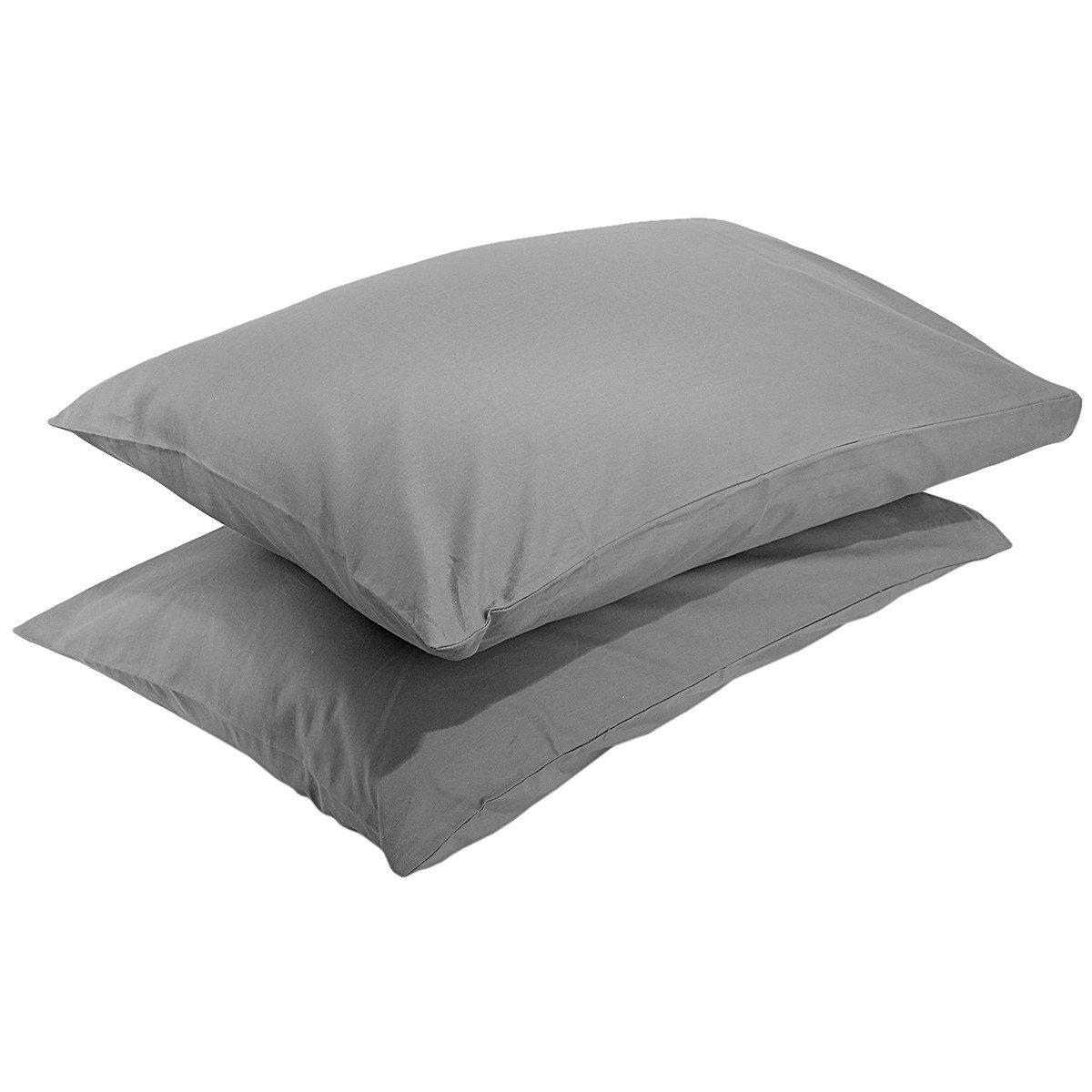 Taies d'oreiller 400 fils coton gris anti-irritation taille standard lot de 2