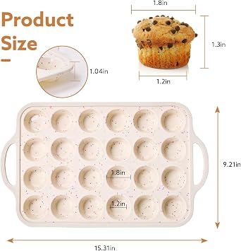 2 Pack Silicone Muffin Pan, 24-Cup Silicone Cupcake Pan With Reinforced Stainless Steel Frame Inside, Nonstick Baking Cupcake Molds for Baking, Confetti