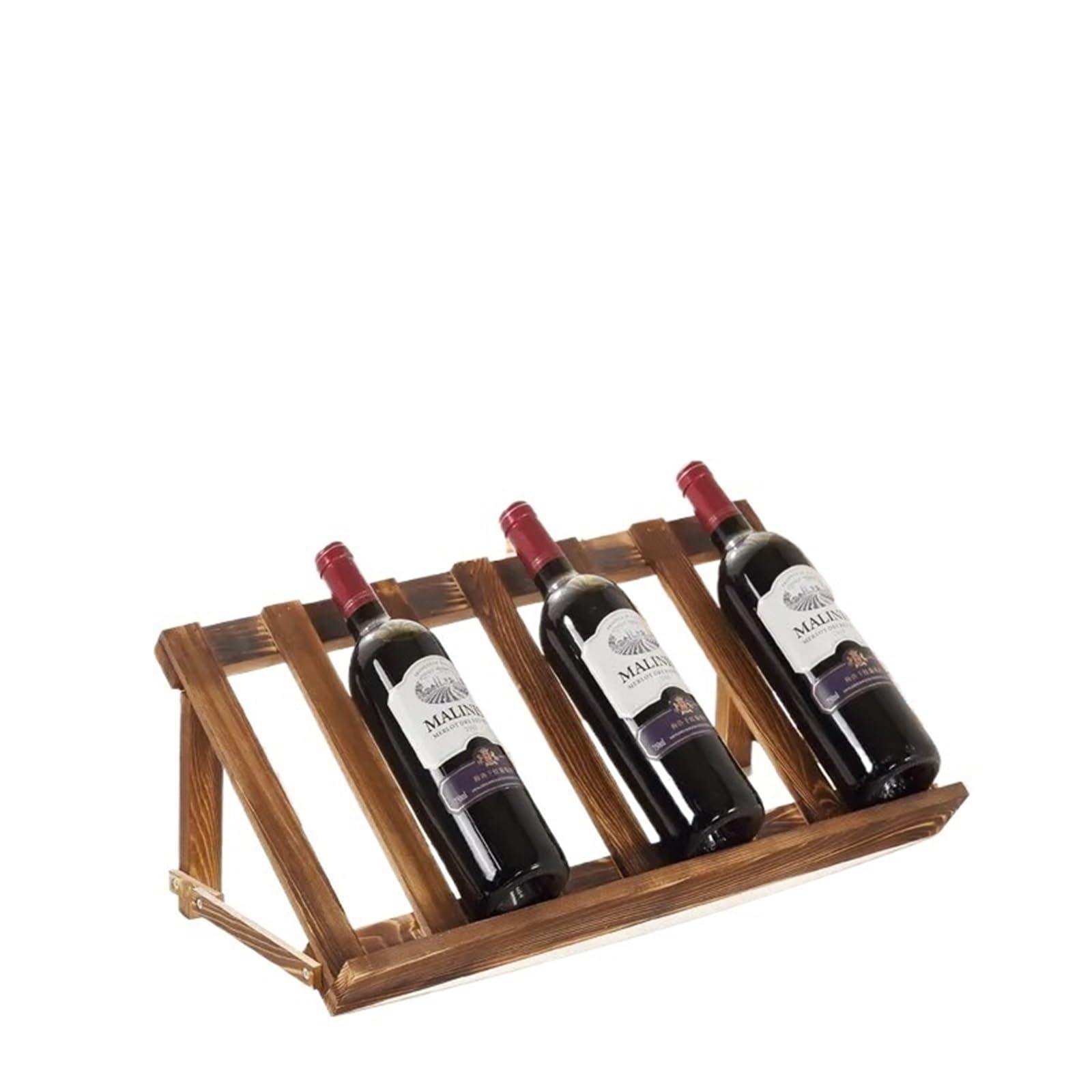 Petit porte-bouteille incliné en bois massif pour décoration de la maison, vin rustique, parfait pour la cuisine et la salle à manger.