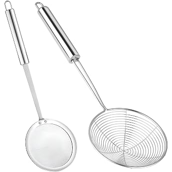 Set of 2 Spider Web Strainer Ladle Skimmer Ladle Stainless Steel