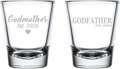 MIP Juego de 2 vasos de chupito de 1.75 onzas, regalo de madrina Est 2026 y padrino Est 2026