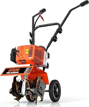 72CC 2-Stroke Gas Tiller Cultivator - 10" Working Width & 5" Depth