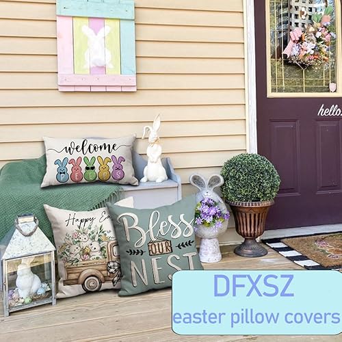 Miniatura 3 de DFXSZ Juego de 4 fundas de almohada de granja de 18 x 18 pulgadas, decoración de tulipanes para camión, cesta de tulipanes, fundas de almohada de