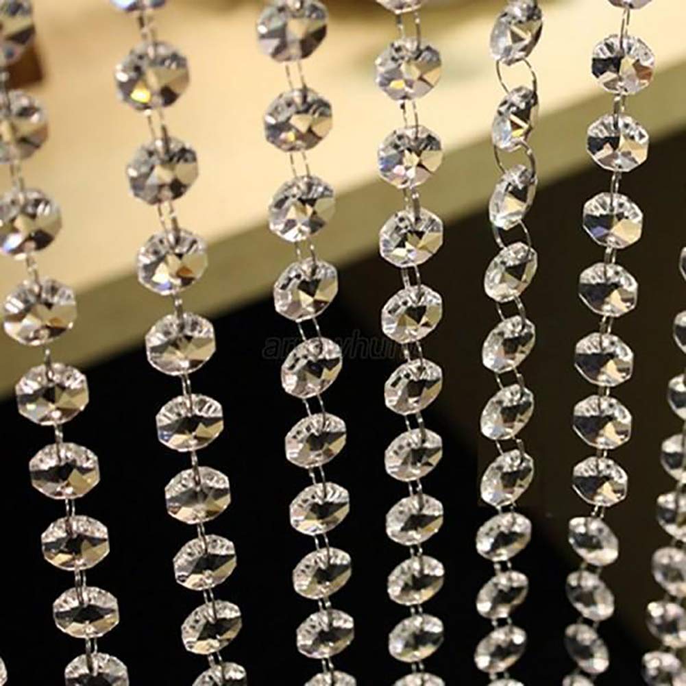 Baost 1Meter Acrylic Crystal Garland Hanging Strand Bead Chandelier Curtain Wedding Hanging Curtains DIY Decorative Door String Curtain Room Divider
