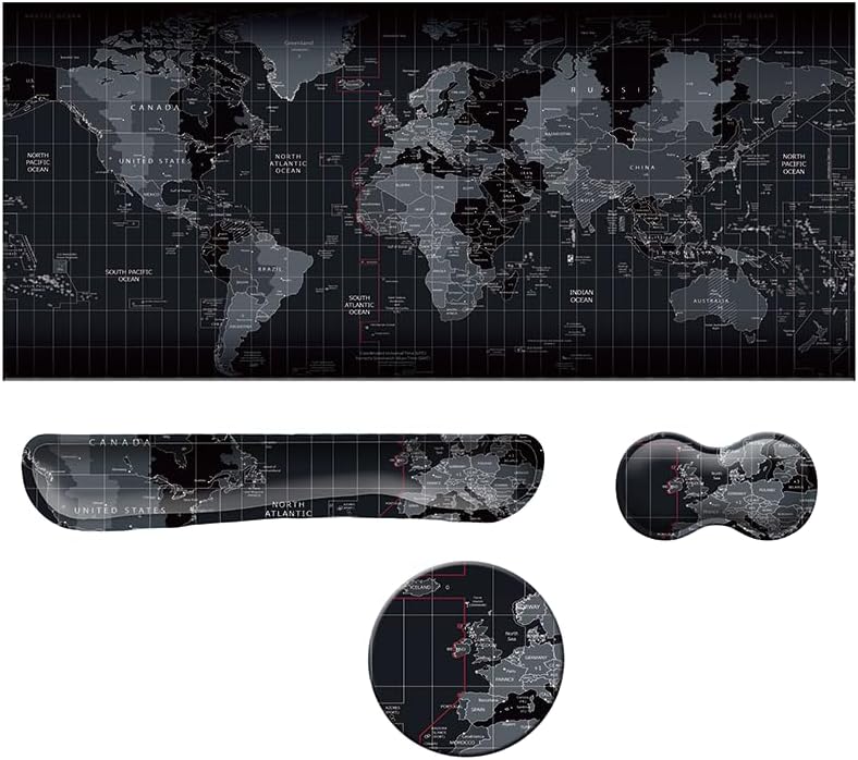 Fayet Keyboard Mouse Pad Mat Set, Extra Large Gaming Mouse Pad + Keyboard Wrist Rest + Wrist Support + Coaster, Easy Typing Pain Relief, 900 x 400mm non-slip Rubber Base Desk Mat for Home Office