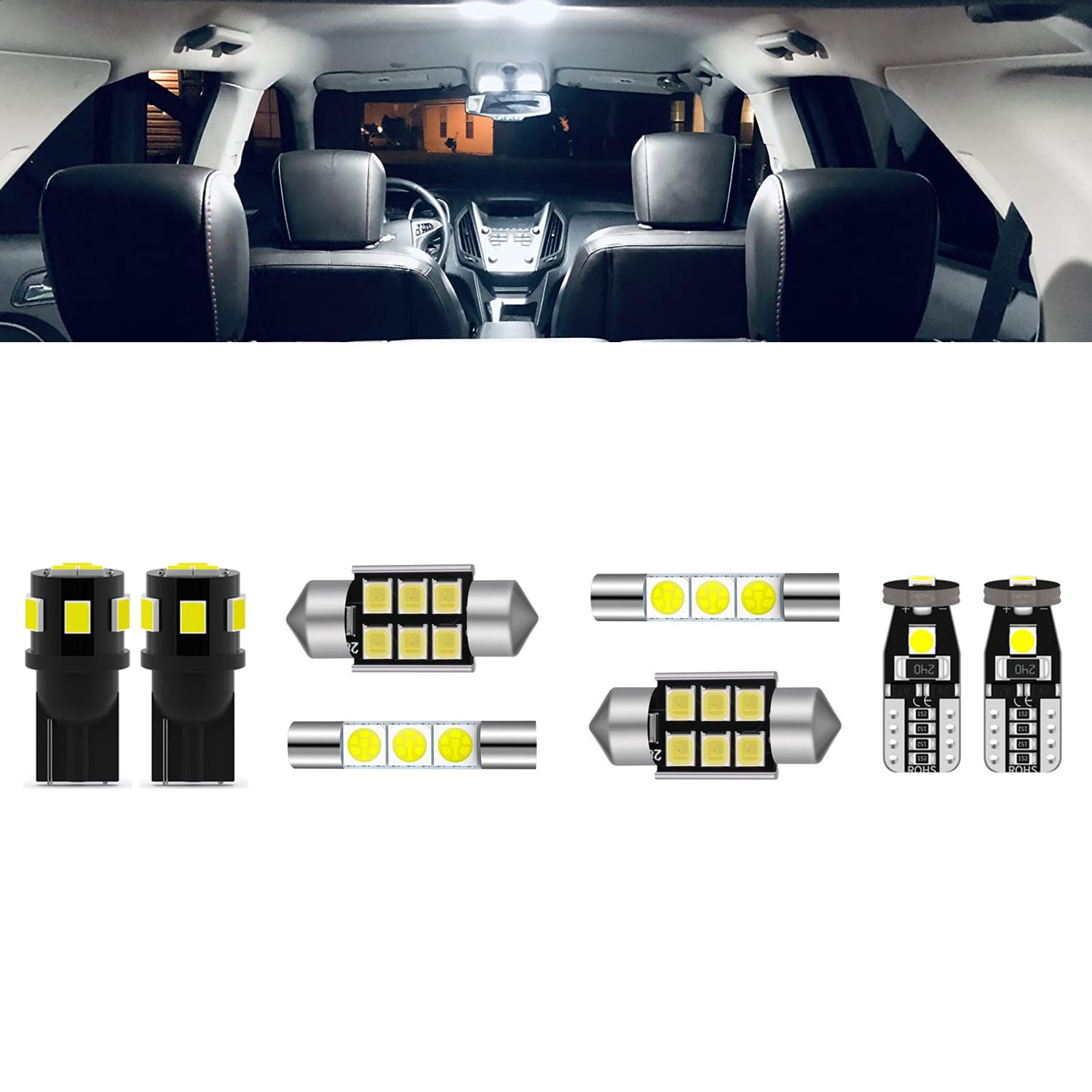 ENDPAGE 6-Pieces Rogue LED Interior Light Kit for Nissan Rogue 2014 2015 2016 2017 2018 2019 2020 White 6000K Interior LED Lighting Package + License Plate Lights, Install Tool