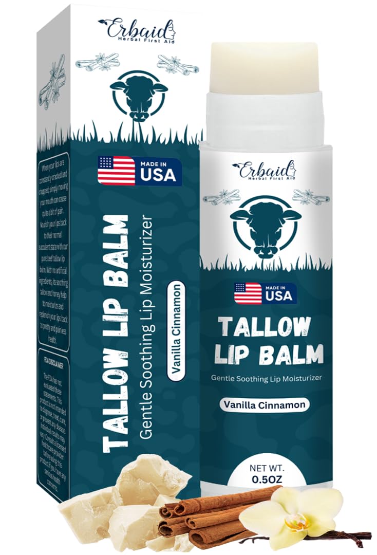 Beef Tallow Lip Balm Natural Tallow Beeswax Chapstick Hydrating Moisturizer Grass Fed Bison Tallow Balm Lip Care Soothes