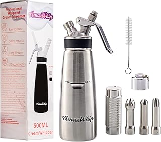 AmazWhip Whipped Cream Dispenser Stainless Steel - Professional Whipped Cream Maker - Cream Whipper - Large 500ml / 1 Pint...