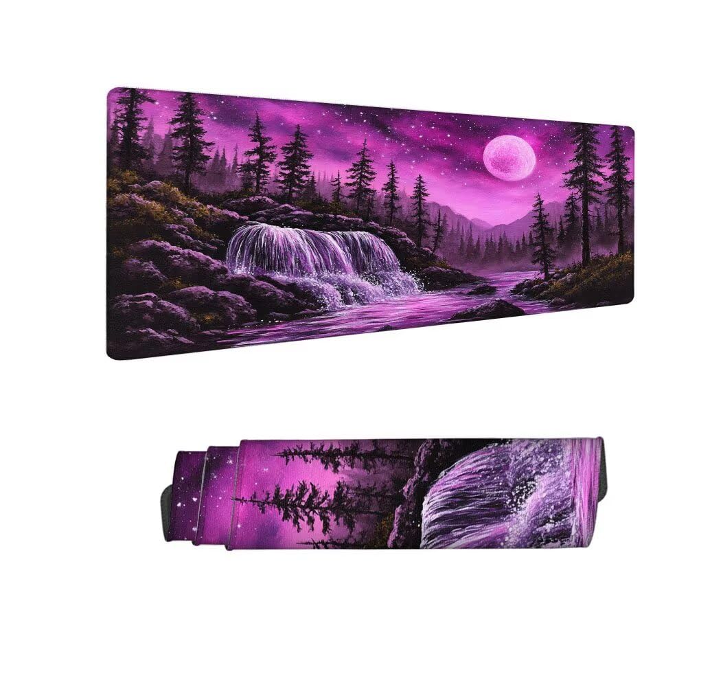 Viola Tappetino Mouse XXL 1000x500x3mm, Gaming Tappetino Mouse Paesaggio Mousepad con Base in Impermeabile Gomma Antiscivolo per Tastiera, PC, Computer Ufficio Idea Regalo per Festa del Papà X-976