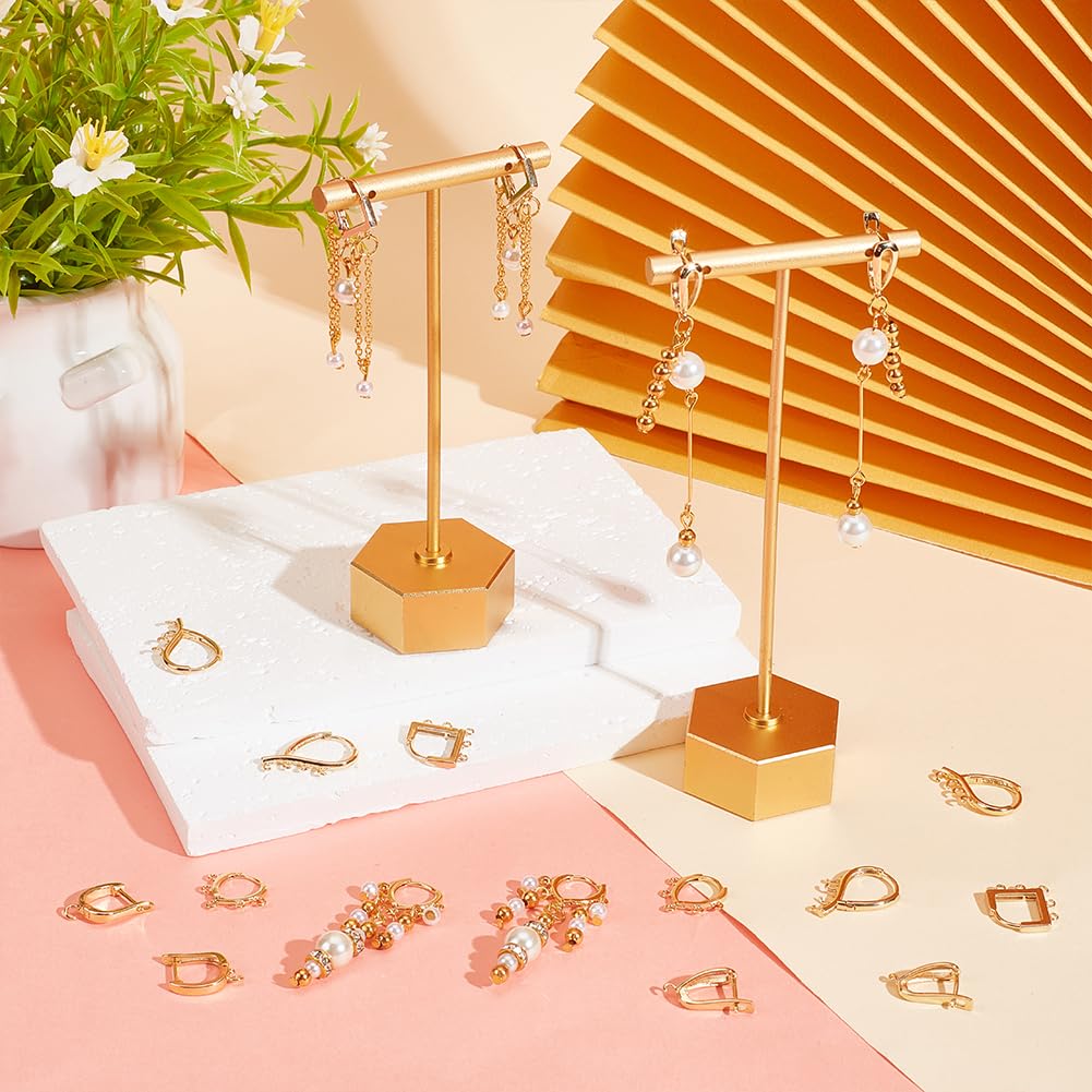 20 pezzi 5 stili in ottone Huggie orecchini a cerchio placcati in oro 24 carati gancio per orecchini a rombo ritorto da donna Huggie orecchini a goccia decorazioni per la produzione
