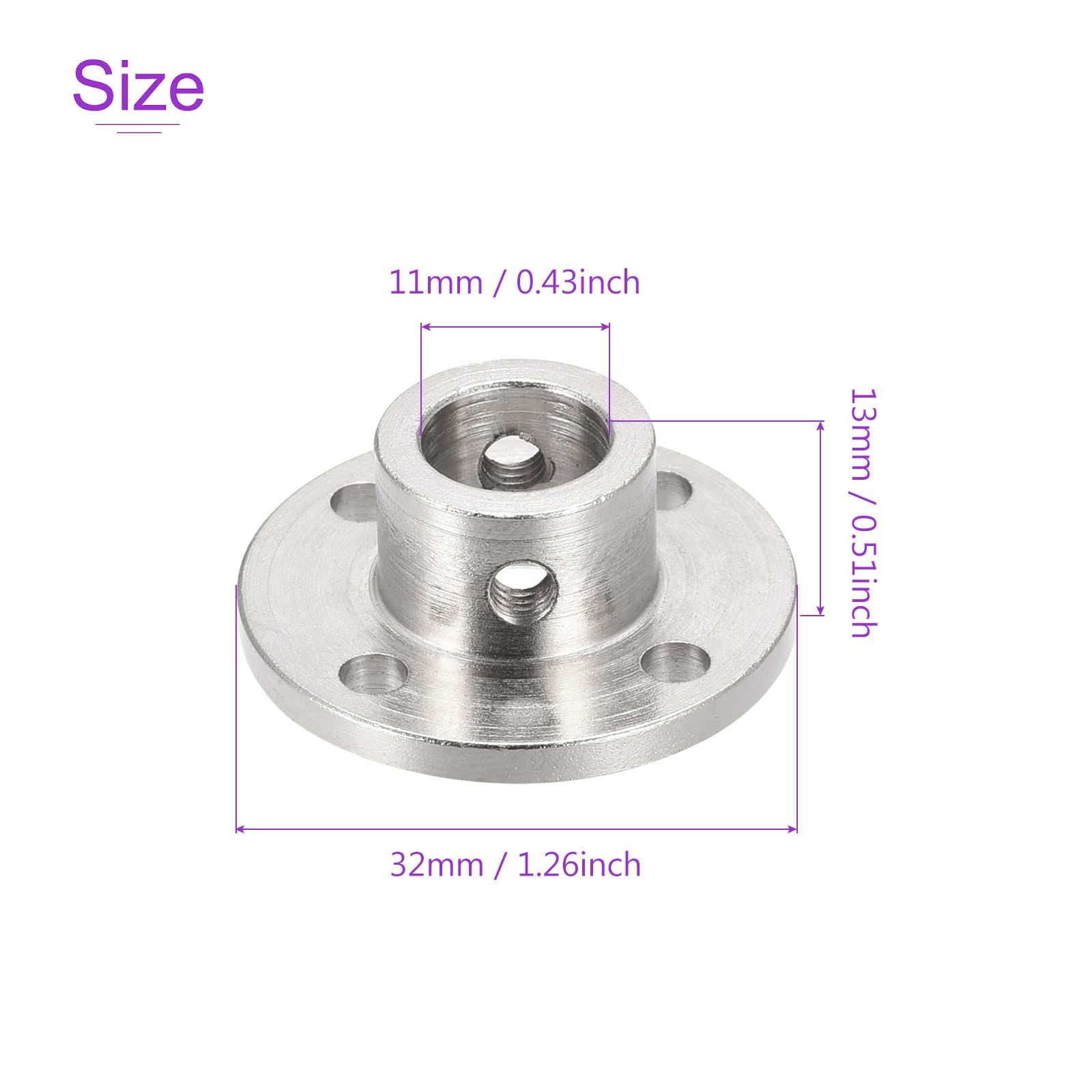 DMiotech 4 Pack 11mm Flange Coupling Connector Rigid Guide Shaft Support Coupler Shaft Coupling with M2 Hex Wrench and Screws for DIY RC Model Motors - Image 3