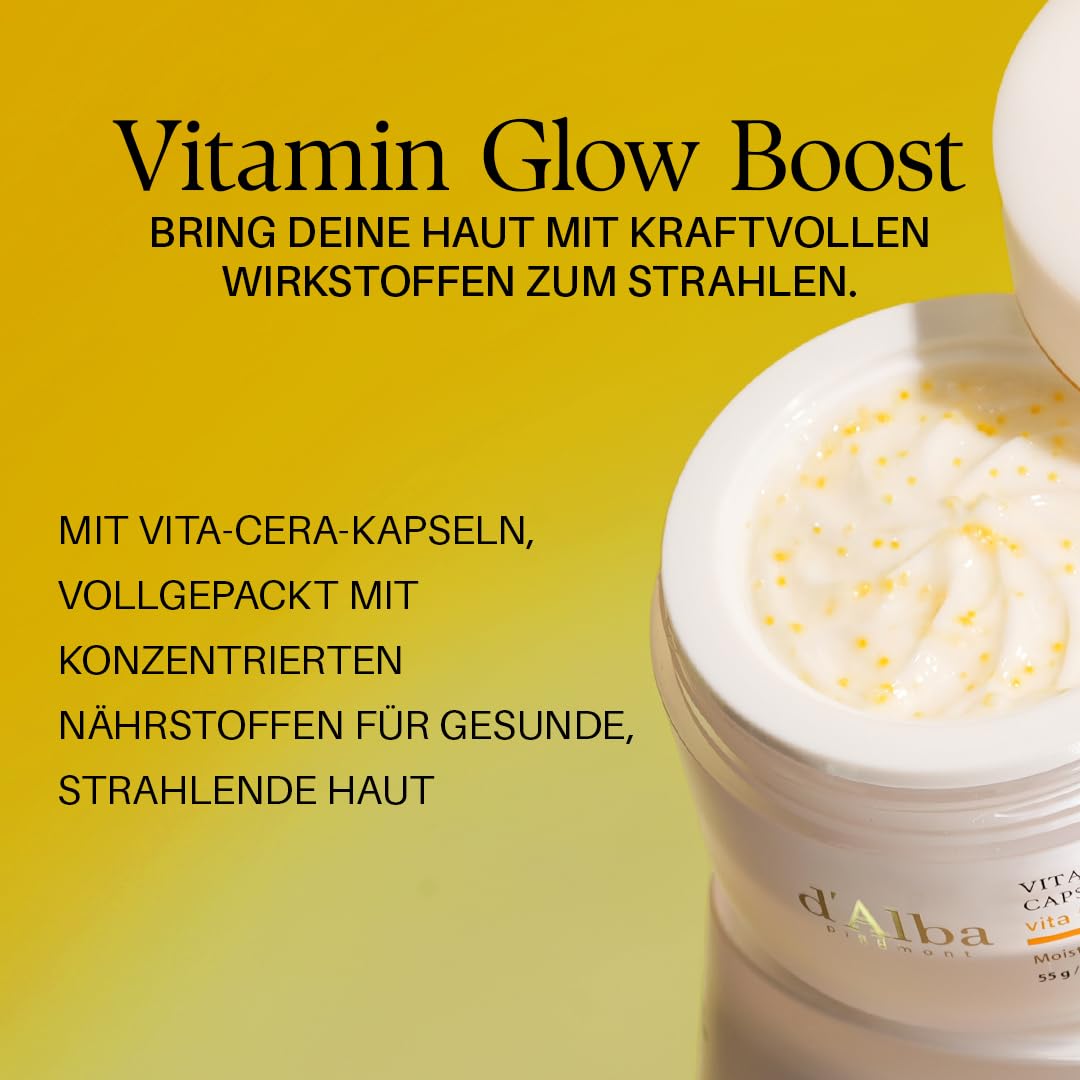 d'Alba Piedmont Vita Toning Kapselcreme, Tiefenhydrierende Gesichtsfeuchtigkeitscreme, Glas-Haut mit Vita-Cera-Ölkapseln, Tiefenhydrierende Gesichtsfeuchtigkeitscreme (55 ml)