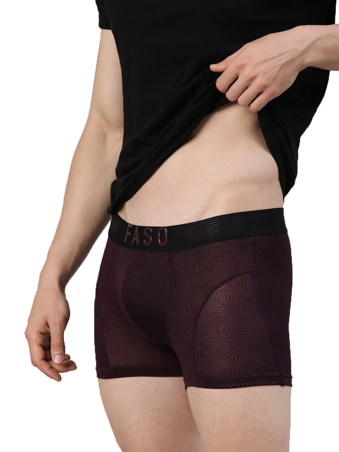 F A S OMen's Premium Trunk | Micro Modal Stretch Fabric | Soft Silicone Waistband | Sporty Fit with Illusion Print | All-Day Comfort