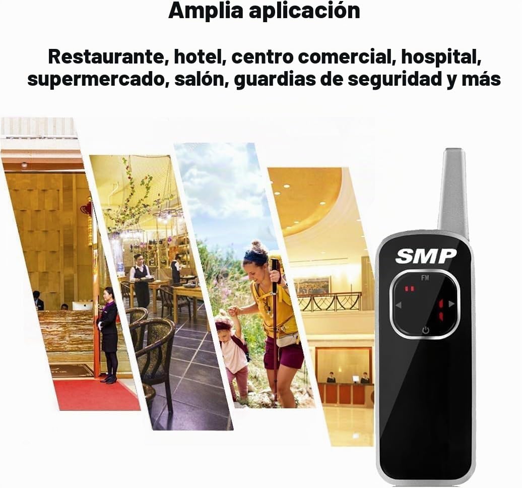 Mini walkie-talkie SMP SMP118H, recargable, RMR446, 25 canales CTCSS/DCS, radio bidireccional PMR de largo alcance, para seguridad, restaurantes y lugares de trabajo