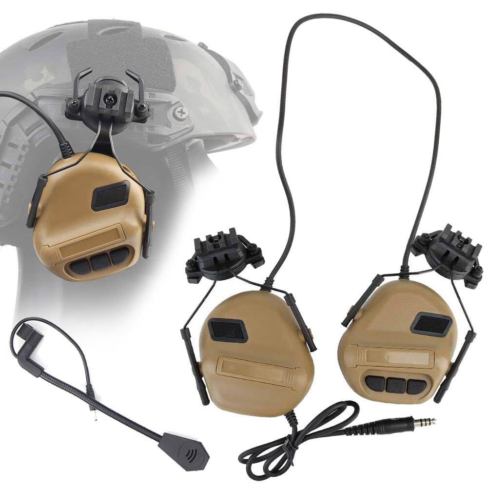 ATAIRSOFT Auricolare tattico Microfono Impermeabile Senza Funzione di riduzione del Rumore Tan