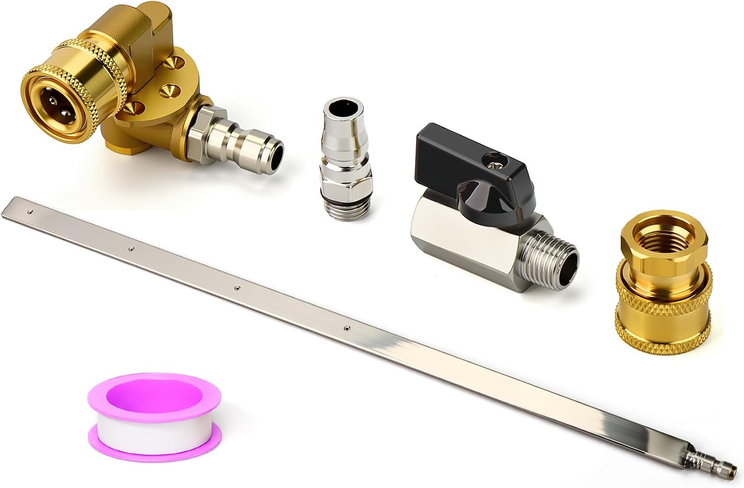 MEANLIN 22.6" Stainless Steel Portable Radiator Cleaning Wand Set with Quick Connect Adapter, Valve Shut Off Switch, High Pressure Washer Attachment for Car Truck SUV RV Trailers Heavy Machinery