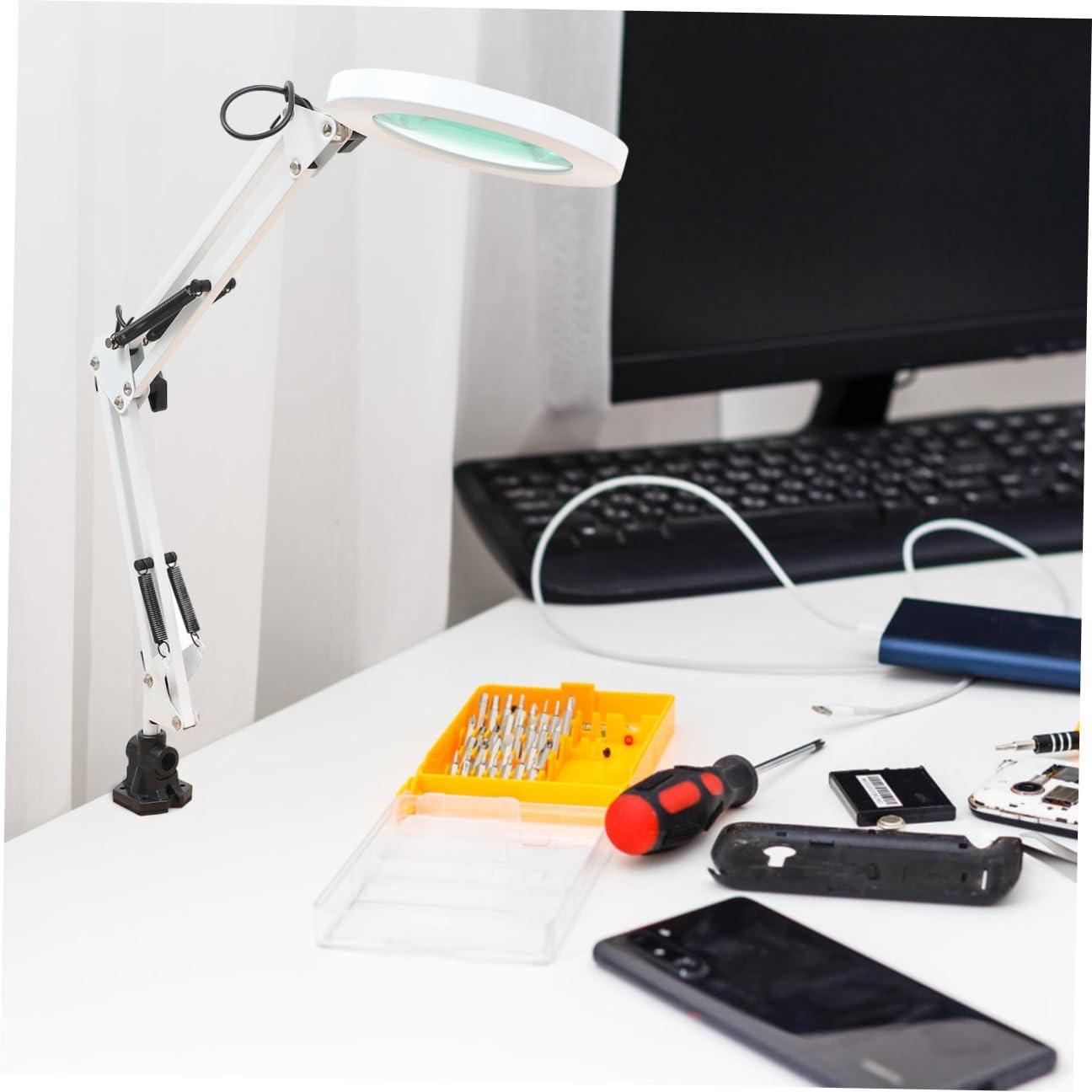 Magnifier Light Lamp Desk Lamp Aluminum Alloy Glass Plastic for Nail Art