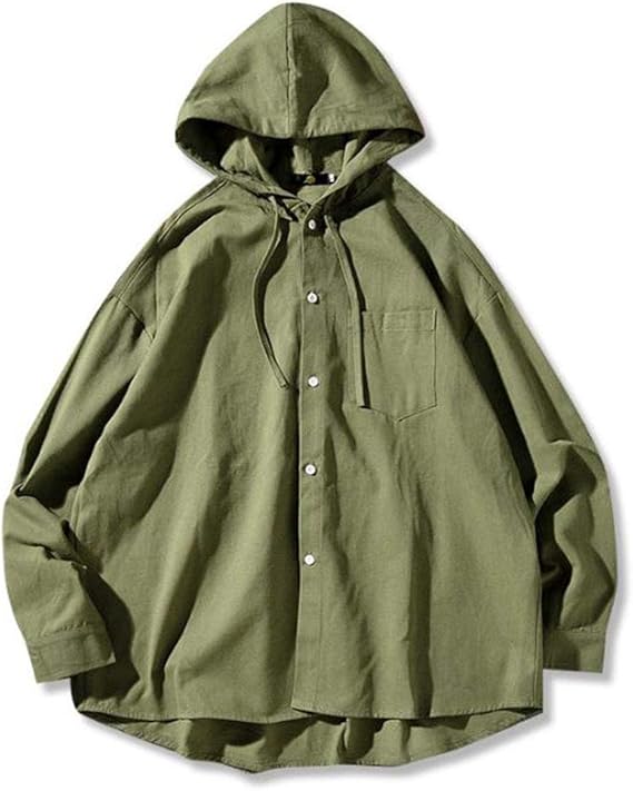 Amazon ニカ メンズ ジャケット ブルゾン 大きいサイズ 秋 ゆったり ジャンパー コート プルオーバー フード付き ミリタリー ジャケット モスグリーン 羽織 アウター 通勤 通学 コート ジャケット 通販