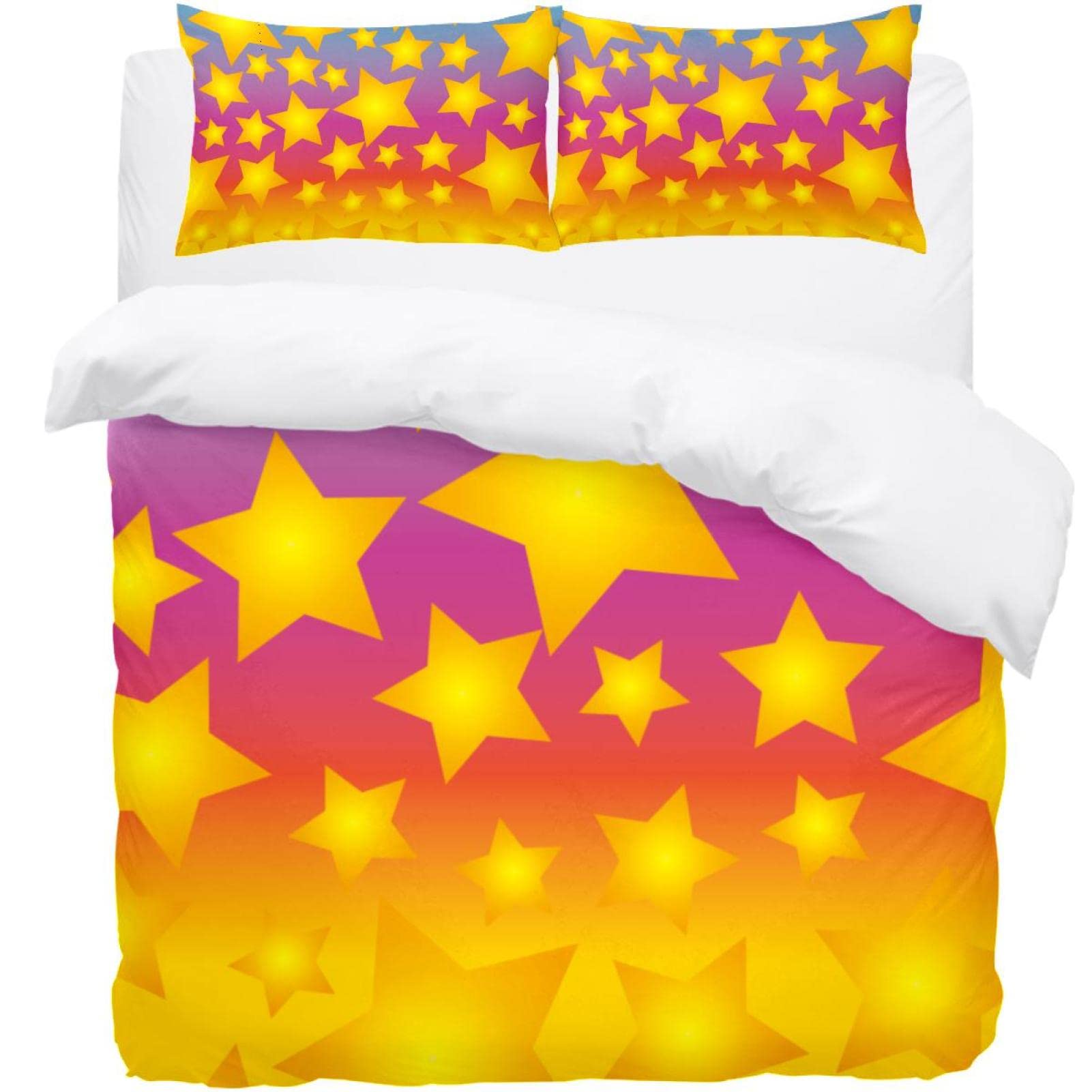 Parure de lit simple avec housse de couette imprimée et taies d'oreiller microfibre