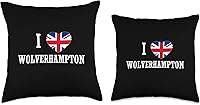 Vista 3 de English Towns Cities Counties Home Town Nostalgia I Love Wolverhampton England Union Jack Flag Heart - Almohada inglesa, 16 x 16 pulgadas, multicolor