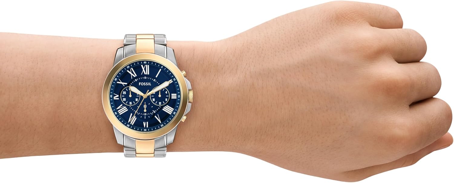 Fossil Men's Grant Quartz Stainless Steel and Leather Chronograph Watch