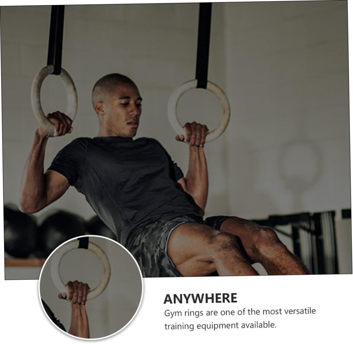 Wooden Gymnastic Rings Adjustable Fitness Equipment Strength Training Supplies 1 Pair of Exercise Rings for Indoor and Outdoor Use for Gymnastics and Strength Training