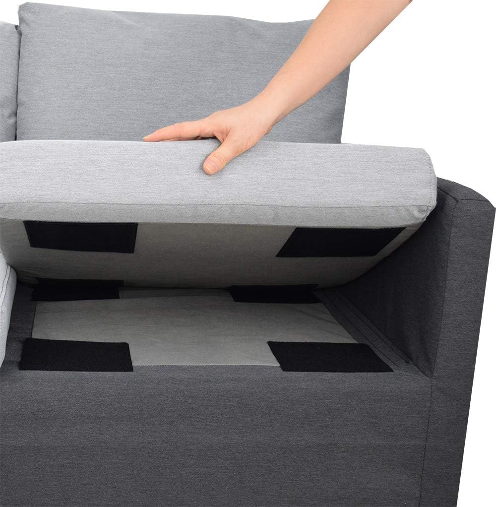 AobrillNon Slip Cushion Pad, Hook Loop Tape for Reduce Couch Cushions Sliding (15 x 15 CM)- (4PCS, Black)