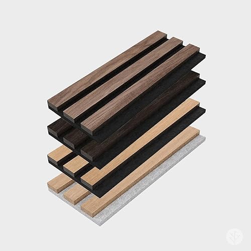 Miniatura 15 de Panel de Pared de Listones de Madera - 4 PCS Paneles de Madera de Nogal para Pared, Paneles de Pared de Listones de Madera Acústica de Chapa de Nuez