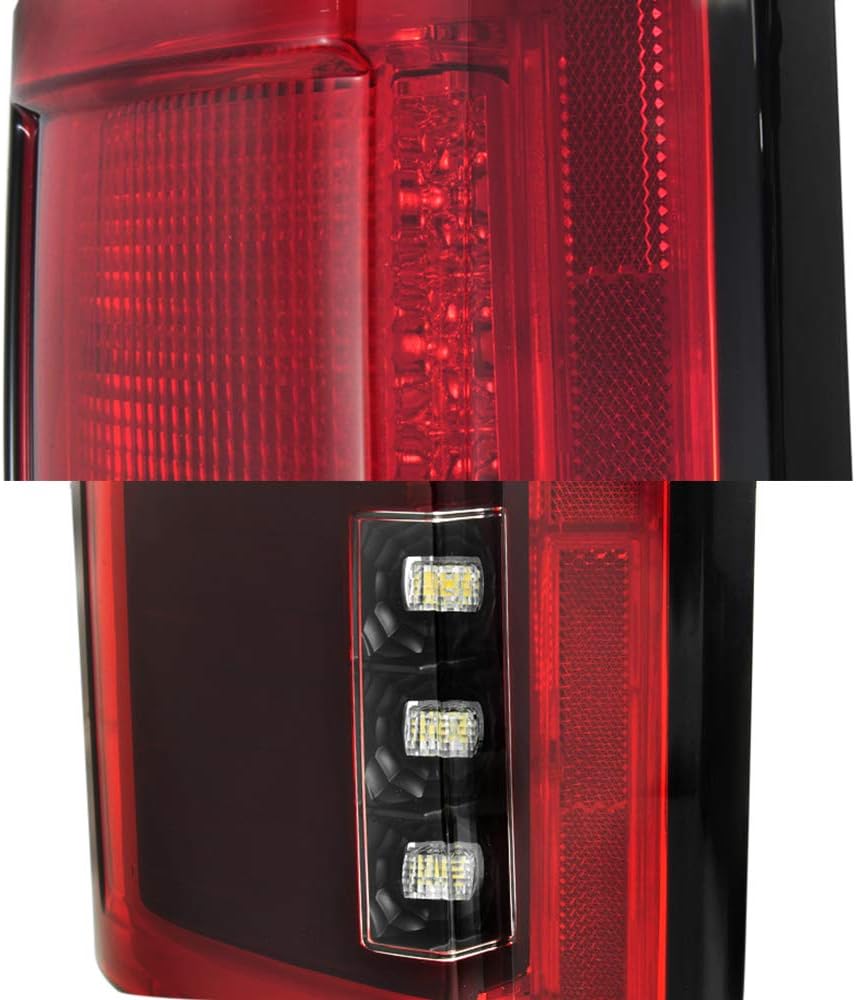 AKKON - For 2015-2017 Ford F150 Full LED Daytime Running Lamp Bar Tail Lights Chrome Housing Red Clear Lens Full Set