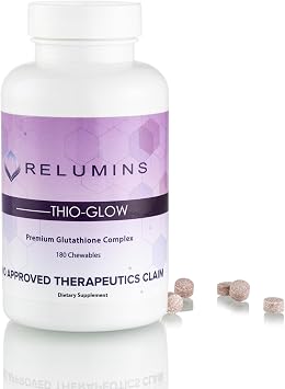 Relumins Thio-Glow Chewable Sublingual Glutathione Complex with Biotin, VIT C & E, Plus Grapeseed Polyphemols 330mg Gluta Per Serving 4X Effective Than Liposomal for a Summer Glow Skin