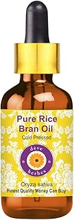 Deve Herbes Pure Rice Bran Oil (Oryza Sativa) with Glass Dropper Cold Pressed 50ml (1.69 oz)